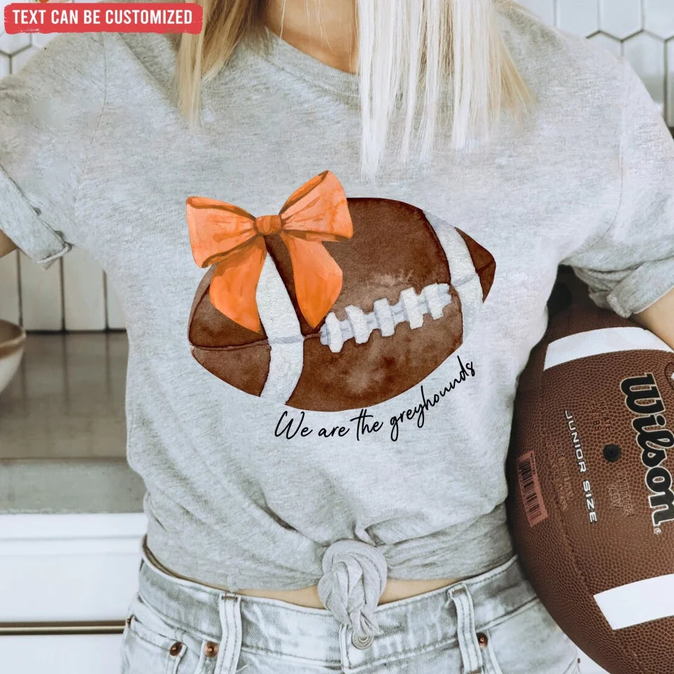 Cute Football Mom With Bows - Personalized T-Shirt, Gift For Football Mom, Cheer Mascot Shirt - TS260AN