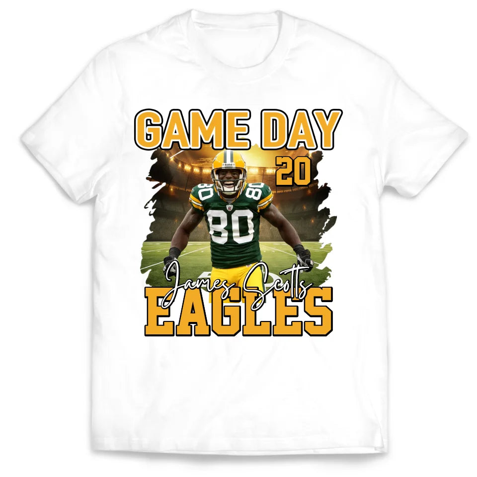 Custom Photo Football Game Day - Personalized T-Shirt, Gift for Player, Gifts for Him - TS244TL