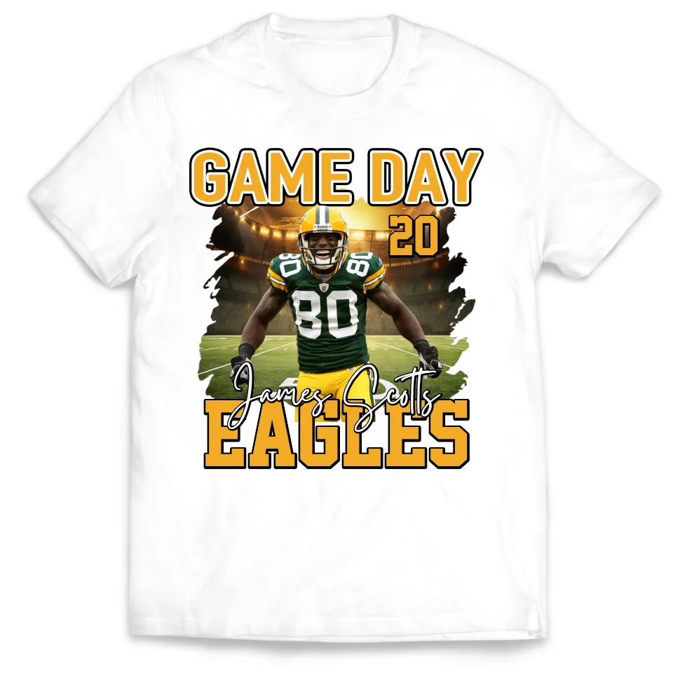 Custom Photo Football Game Day - Personalized T-Shirt, Gift for Player, Gifts for Him - TS244TL