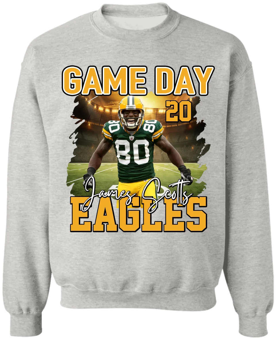 Custom Photo Football Game Day - Personalized T-Shirt, Gift for Player, Gifts for Him - TS244TL