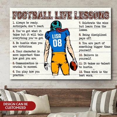 Football Life Lessons - Personalized Canvas, Football Player Gift - CA133YV