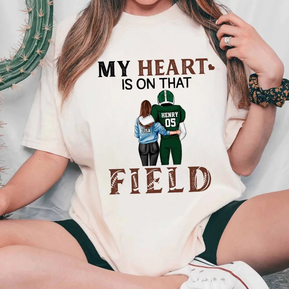 My Heart Is On That Field - Personalized T-Shirt, Gift For Football Couple, Football Fan - TS294AN