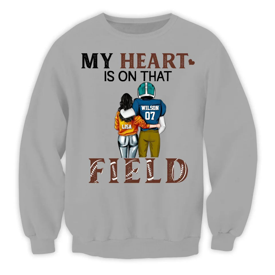 My Heart Is On That Field - Personalized T-Shirt, Gift For Football Couple, Football Fan - TS294AN