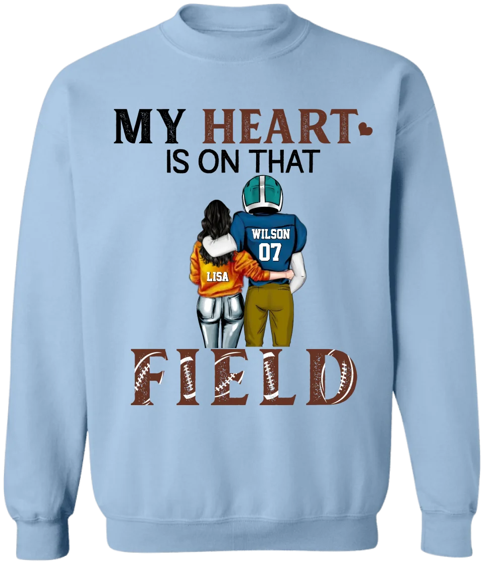 My Heart Is On That Field - Personalized T-Shirt, Gift For Football Couple, Football Fan - TS294AN