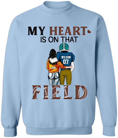 My Heart Is On That Field - Personalized T-Shirt, Gift For Football Couple, Football Fan - TS294AN
