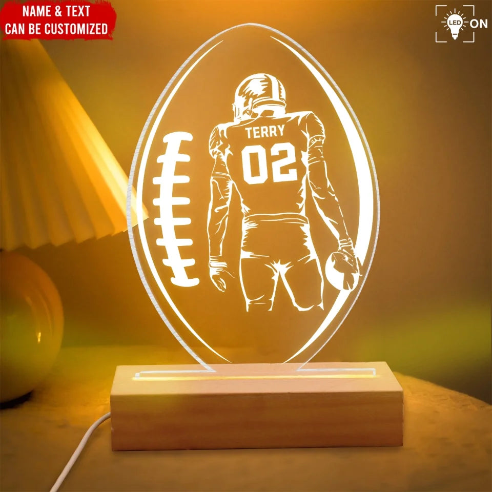 Football Player Night Light - Personalized Acrylic night Light, Gift For Football Lover 