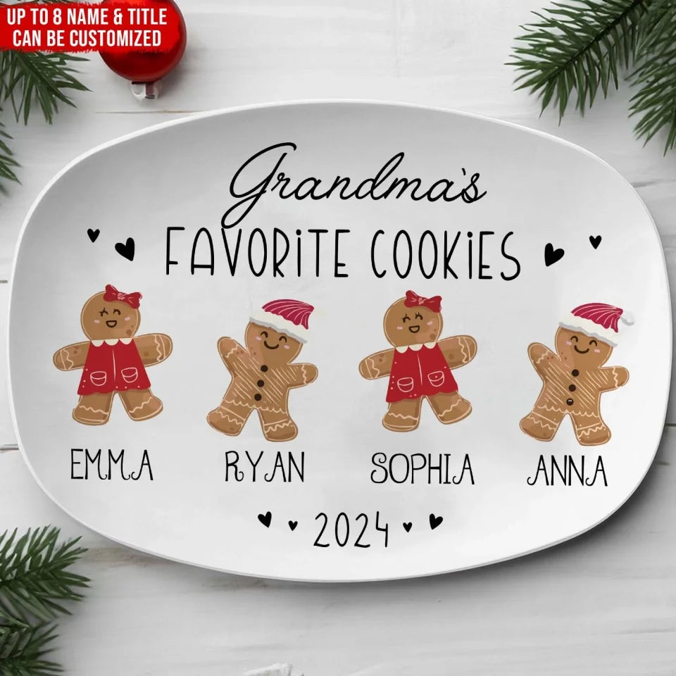 Grandma's Favorite Cookies - Personalized Platter, Family Platter, Personalized Gingerbread Christmas Plate - PL264TL