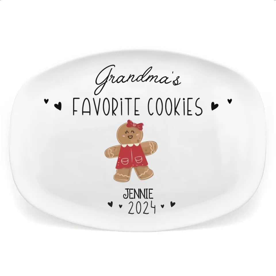 Grandma&#39;s Favorite Cookies - Personalized Platter, Family Platter, Personalized Gingerbread Christmas Plate - PL264TL