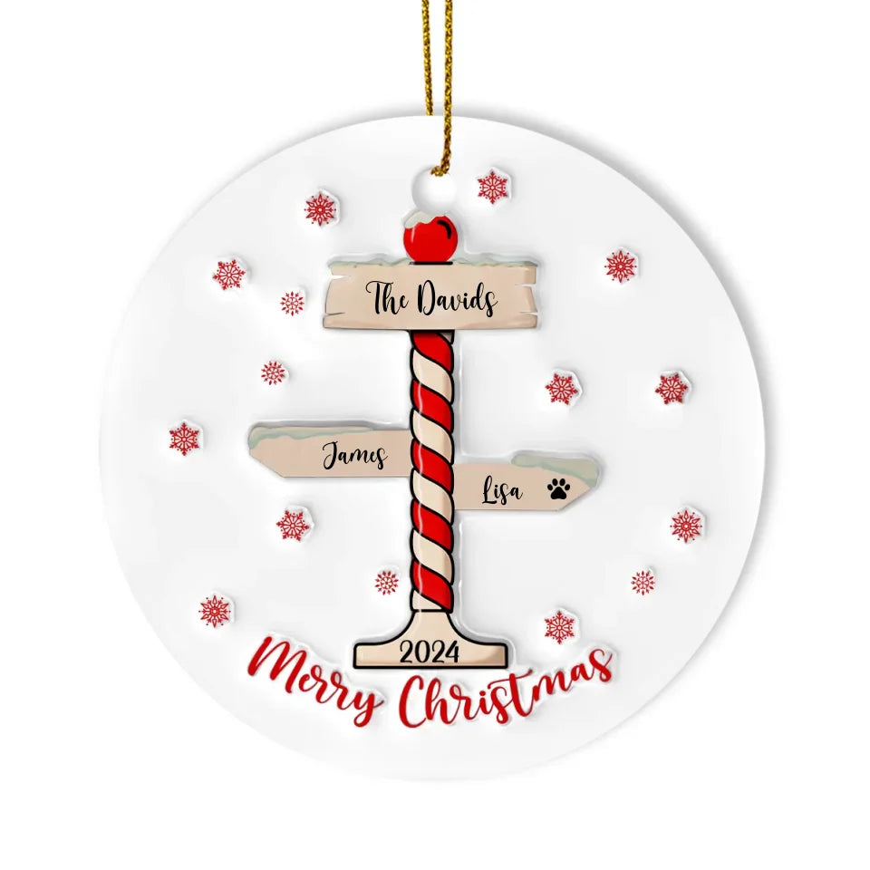 Christmas Tree Ornament With Family Names - Personalized 3D Inflated Effect Printed Ornament - ORN200TL