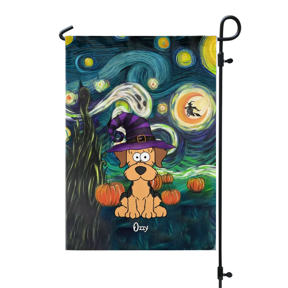 Dog Halloween Starry Night - Personalized Garden Flag, Gift For Dog Lovers - GF137AN