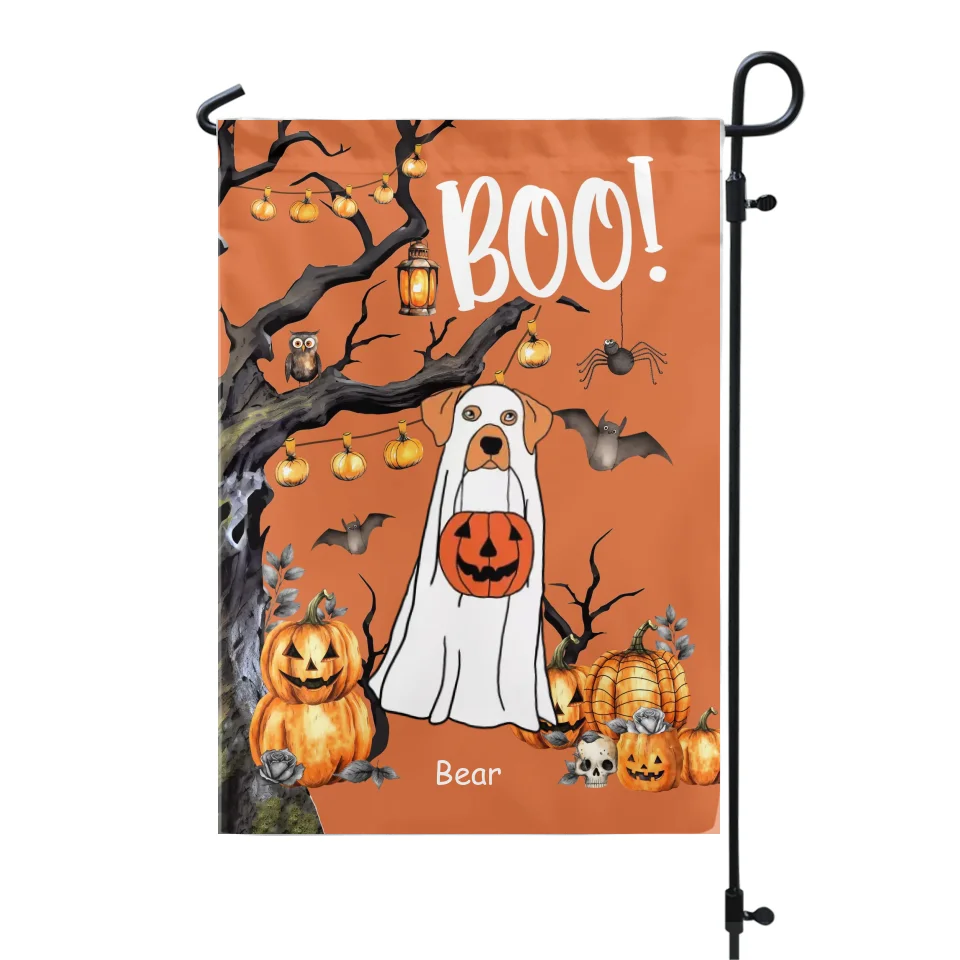 Ghost Dog Boo Halloween - Personalized Garden Flag, Gift For Dog Lovers, Home Decor For Halloween - GF189AN