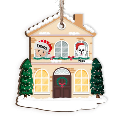 Merry Christmas Family House 2023 - Personalized Wooden Ornament, Family Gift, Christmas Gift - ORN146