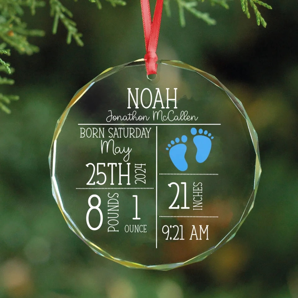 Baby Birth Announcement - Personalized Glass Ornament, Gift For Parents, Christmas Keepsake For Mom, Dad, christmas ornament, christmas ornaments, christmas decoration, christmas decor, christmas ornaments, christmas decor, valentines decor,ornament, personalized ornament,xmas,, christmas gift, happy christmas day,ornament, personalized ornament