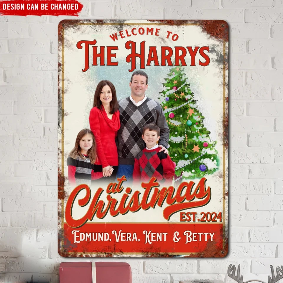 Welcome To The Family At Christmas - Personalized Metal Sign, Christmas Gift For Family - MTS314TL