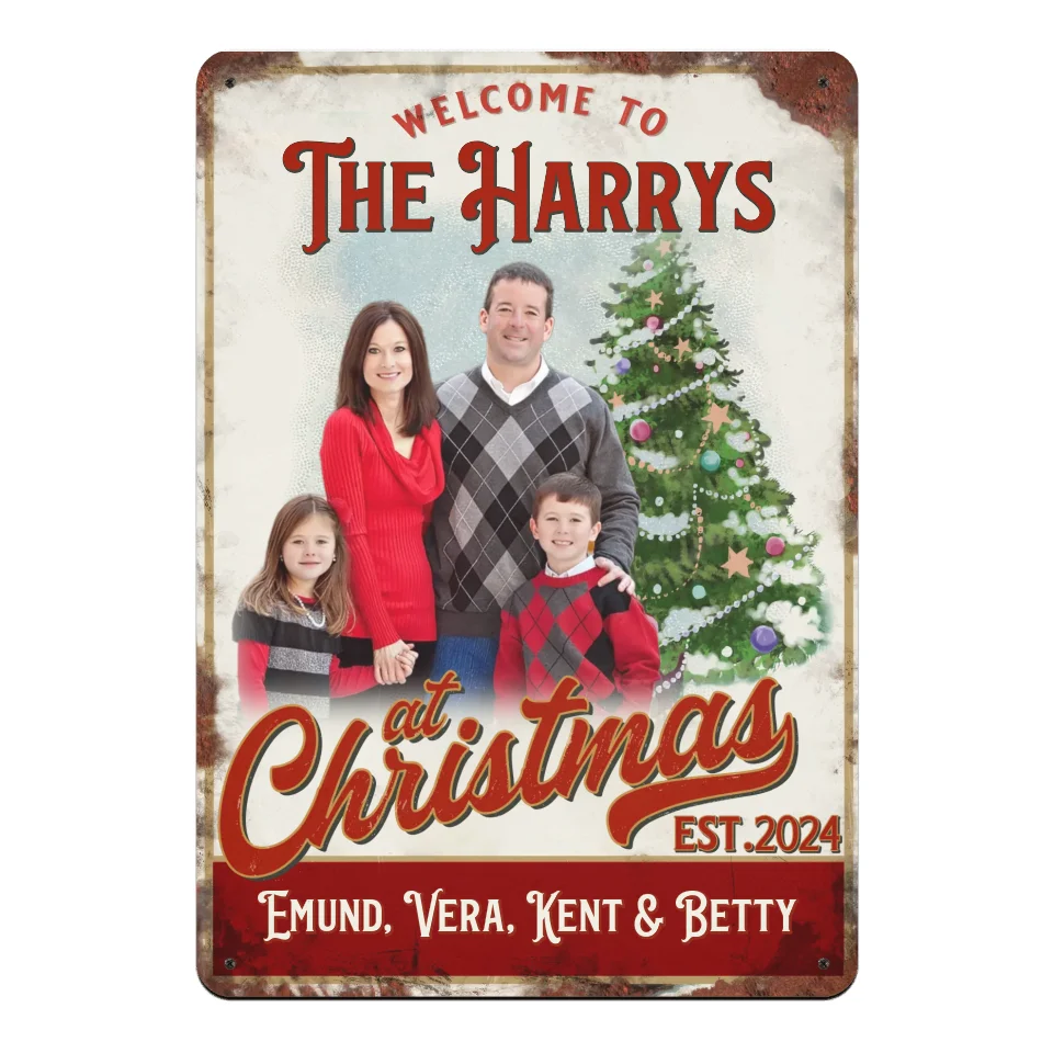 Welcome To The Family At Christmas - Personalized Metal Sign, Christmas Gift For Family - MTS314TL