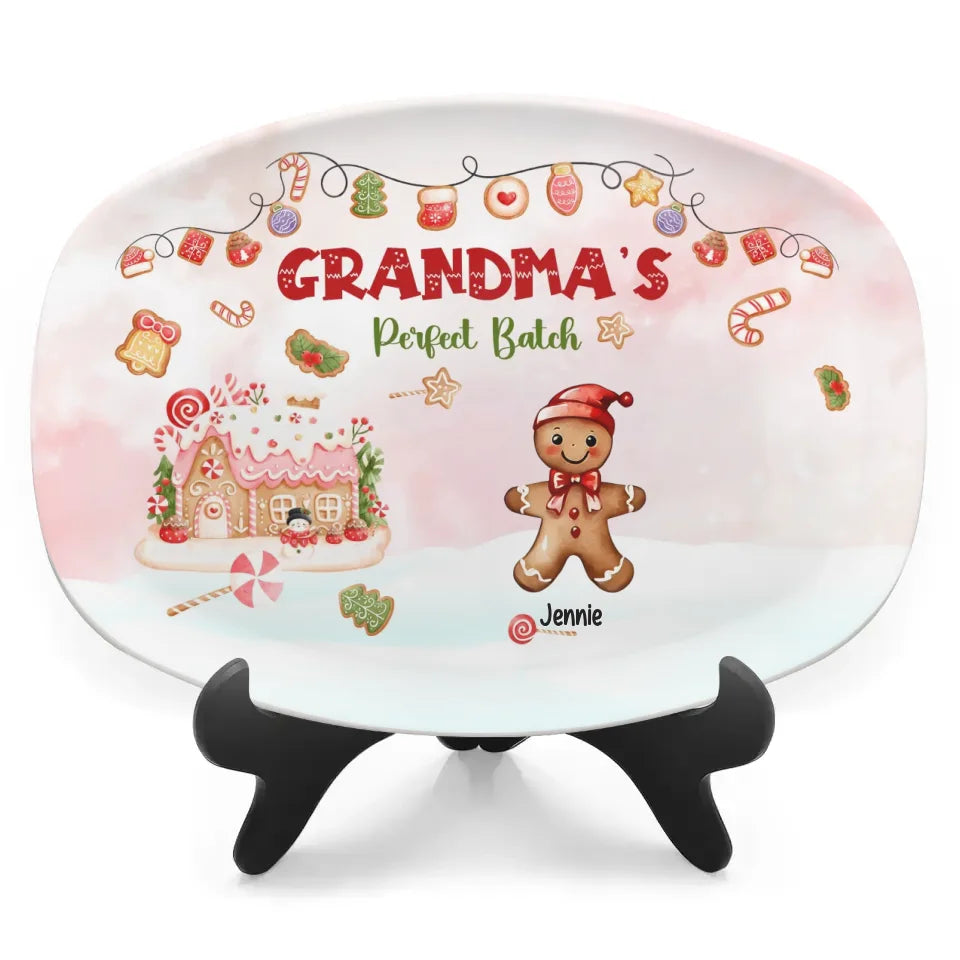 Grandma's Perfect Batch - Personalized Platter, Christmas Gingerbread Man Family Plate - PL194YV