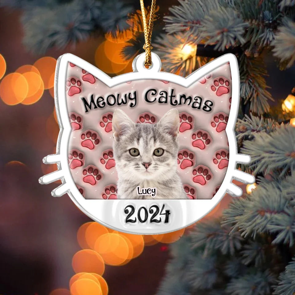 Meowy Catmas - Personalized Acrylic Ornament, Gift for Cat Lover, cat lover ornament, custom cat ornament, cat ornaments,ornament, personalized ornament,cat lover gift, cat lover, cat,gifts for cat lovers,cat,