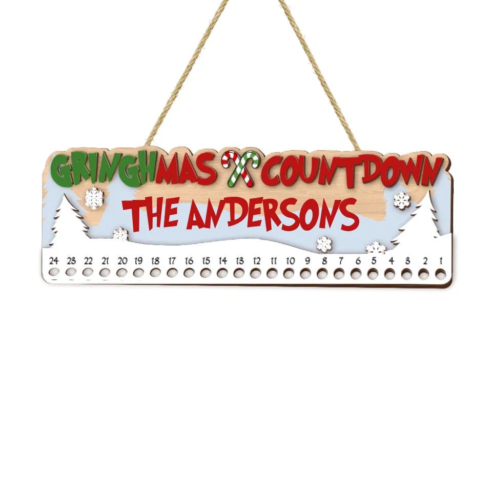 Grinchmas Countdown - Personalized Wood Sign, Christmas Sign, Gift For Family - DS274TL