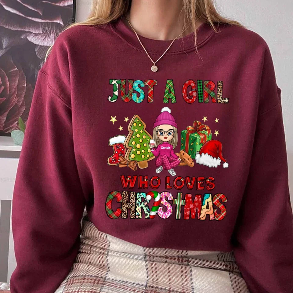 Just A Girl Who Loves Christmas - Personalized T-Shirt, Christmas Gift, Christmas Shirt , christmas shirt, christmas shirts, christmas tshirt,santa shirt, christmas outfit,valentines day shirt, valentines day shirts, valentines t-shirt,t-shirt, tee, personalized shirt,valentines day, valentines, valentines day gift, happy valentines day,t-shirt, tee, personalized shirt
