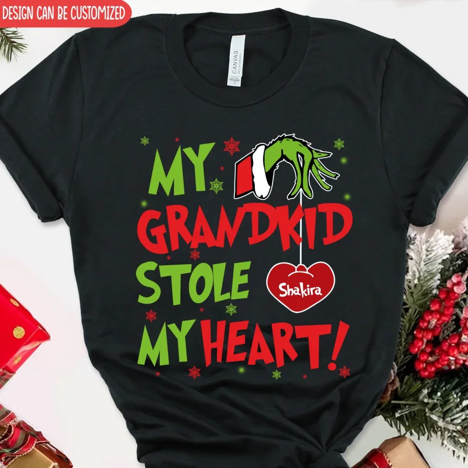 My Grandkid Stole My Heart - Personalized T-Shirt, Gift For Family/ Grandma/ Mama Shirt - TS391AN