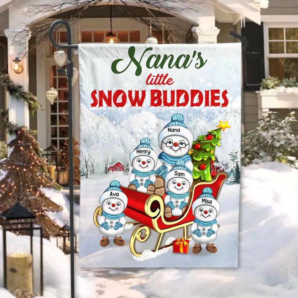 Grandma's Little Snow Buddies - Personalized Garden Flag, Christmas Gift Decor - GF394AN