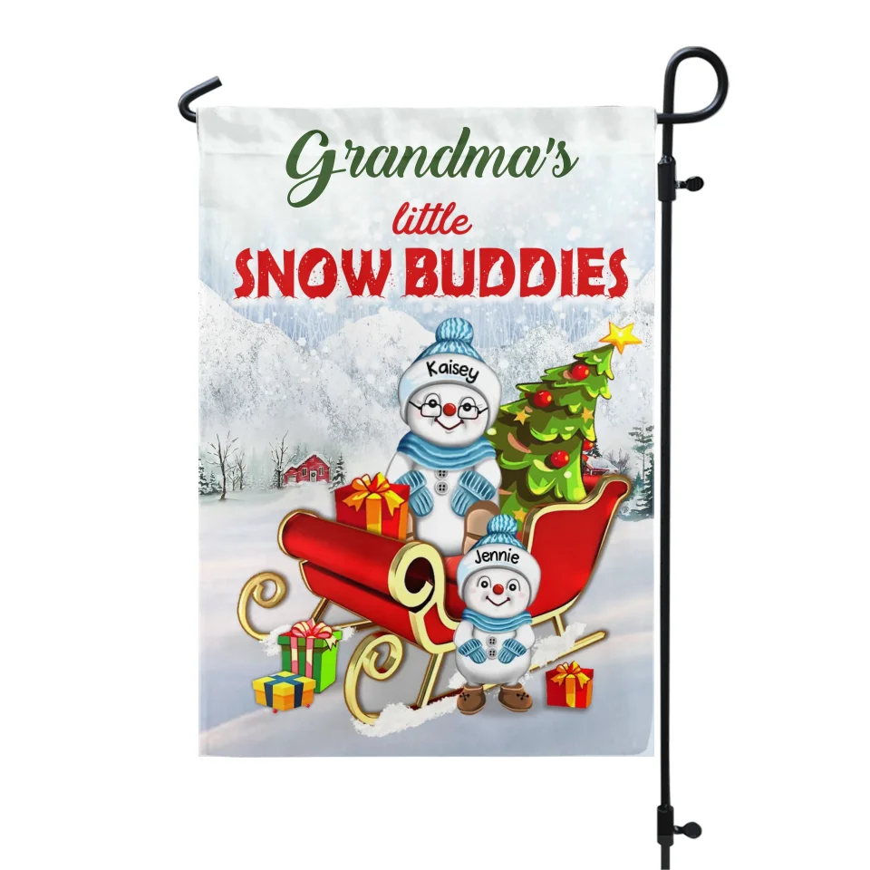 Grandma&#39;s Little Snow Buddies - Personalized Garden Flag, Christmas Gift Decor - GF394AN