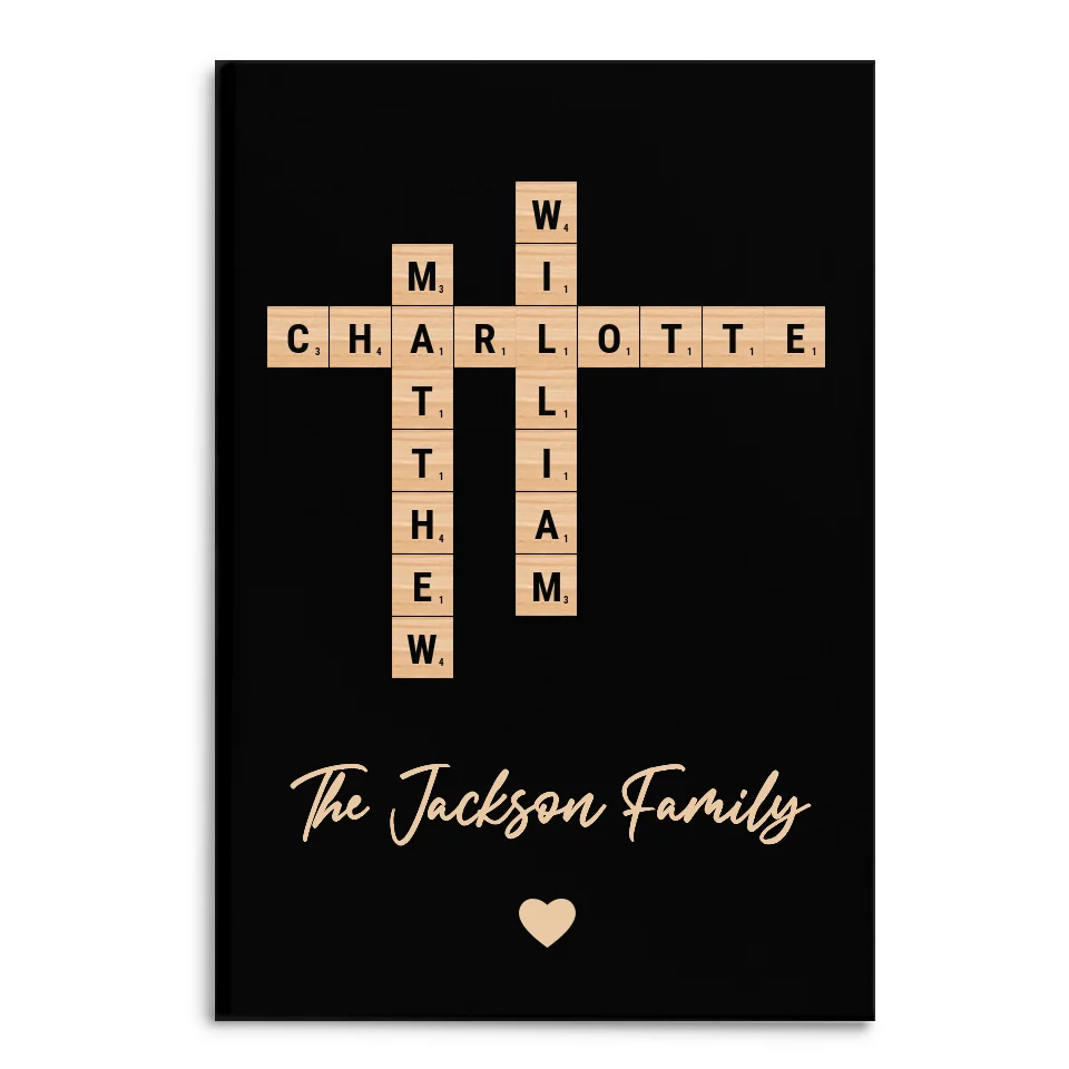 Family Treasured Forever - Personalized Canvas, Crossword Art Christmas Gift For Family, Scrabble Christmas Gift - CA408AN