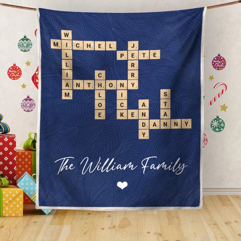 Custom Family Name Crossword Puzzle Art - Personalized Blanket, Gift For Family - BL142UP