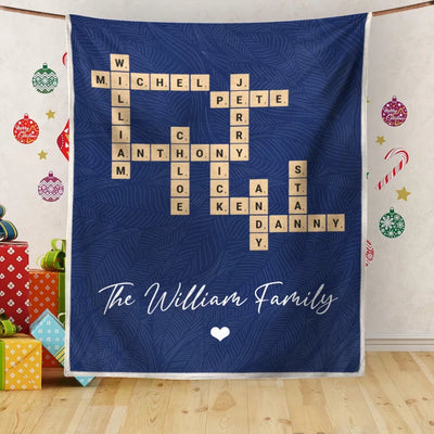 Custom Family Name Crossword Puzzle Art - Personalized Blanket, Gift For Family - BL142UP