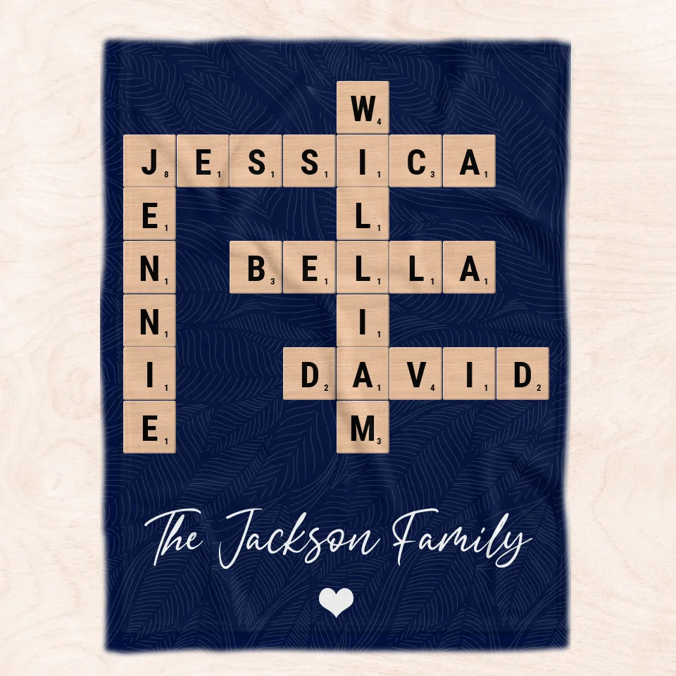 Custom Family Name Crossword Puzzle Art - Personalized Blanket, Gift For Family - BL142UP