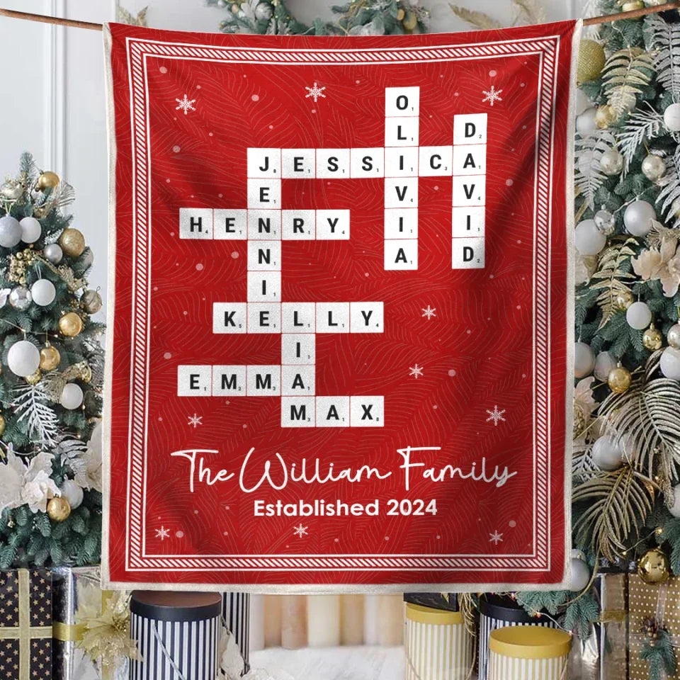 Family Name Crossword Puzzle Art - Personalized Blanket, Christmas Blanket For Family - BL362TL