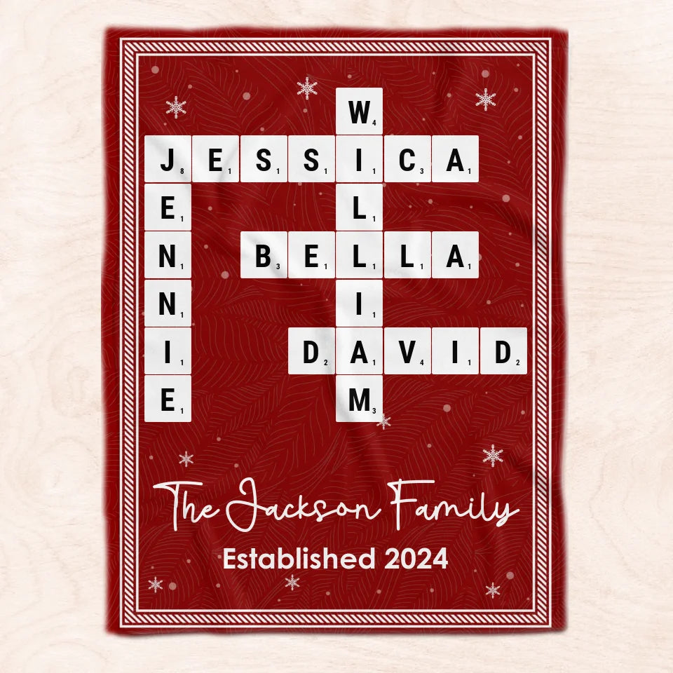 Family Name Crossword Puzzle Art - Personalized Blanket, Christmas Blanket For Family - BL362TL