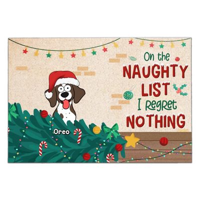 On The Naughty List - We Regret Nothing - Personalized Doormat, Christmas Decor For Pet Lovers - DM428AN
