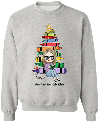 Santa's Favorite Teacher - Personalized T-Shirt, Christmas Gift For Teacher, Teacher Gift - TS263YV