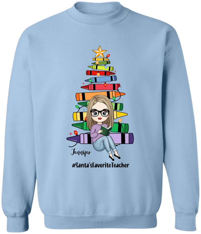 Santa's Favorite Teacher - Personalized T-Shirt, Christmas Gift For Teacher, Teacher Gift - TS263YV