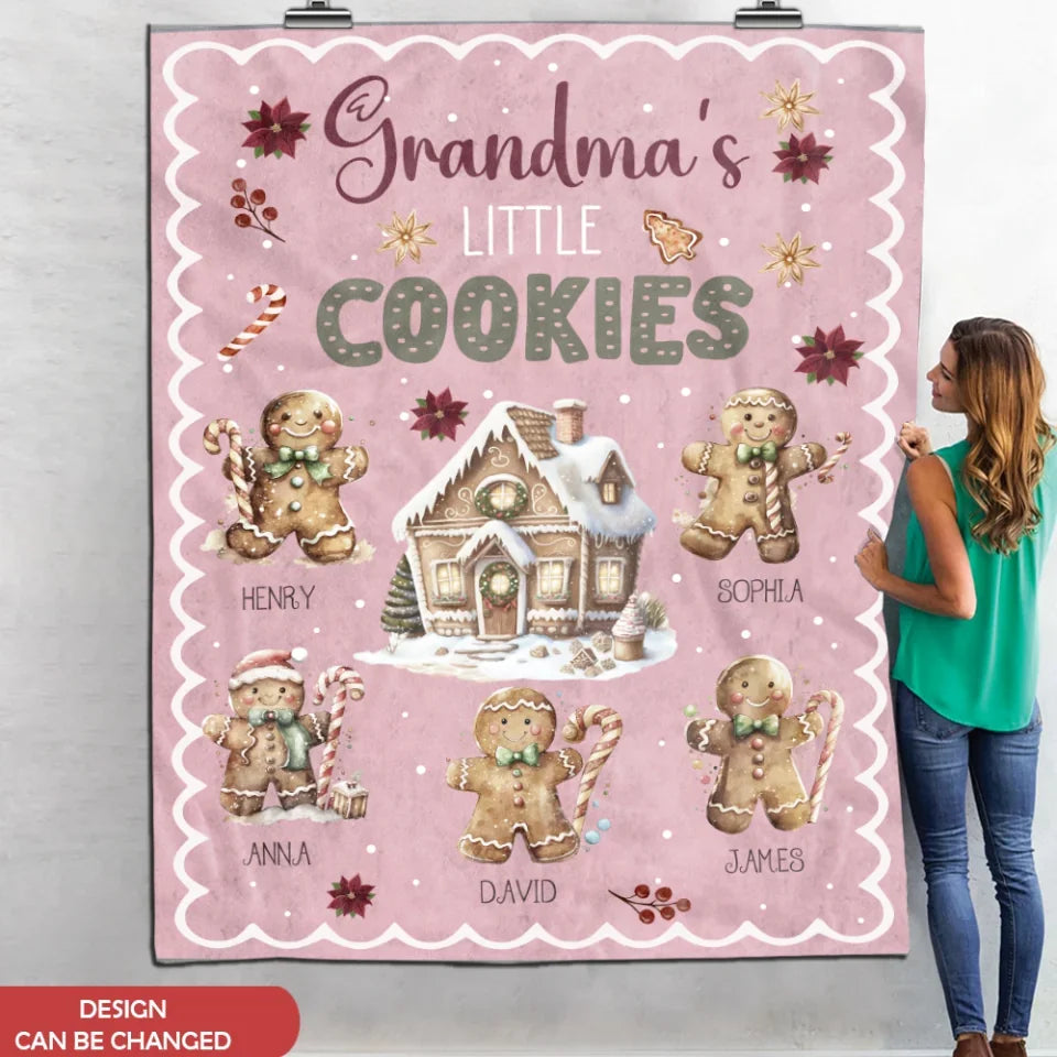 Grandma’s Little Cookies - Personalized Blanket, Christmas Blanket Gift For Grandma - BL363TL