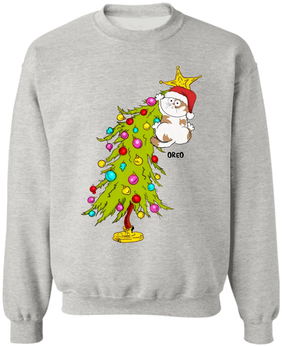 Funny Cat With Christmas Tree - Personalized T-Shirt, Christmas Gift For Cat Mom, Cat Dad Gift - TS261YV