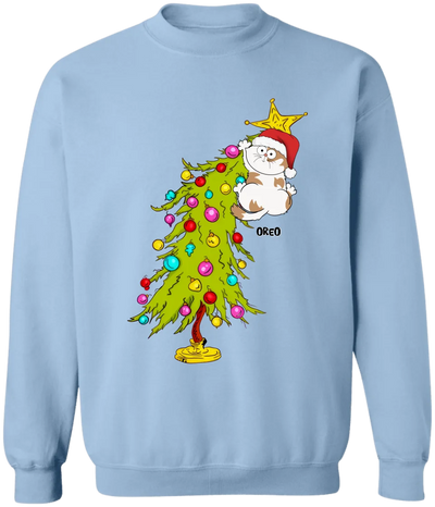 Funny Cat With Christmas Tree - Personalized T-Shirt, Christmas Gift For Cat Mom, Cat Dad Gift - TS261YV