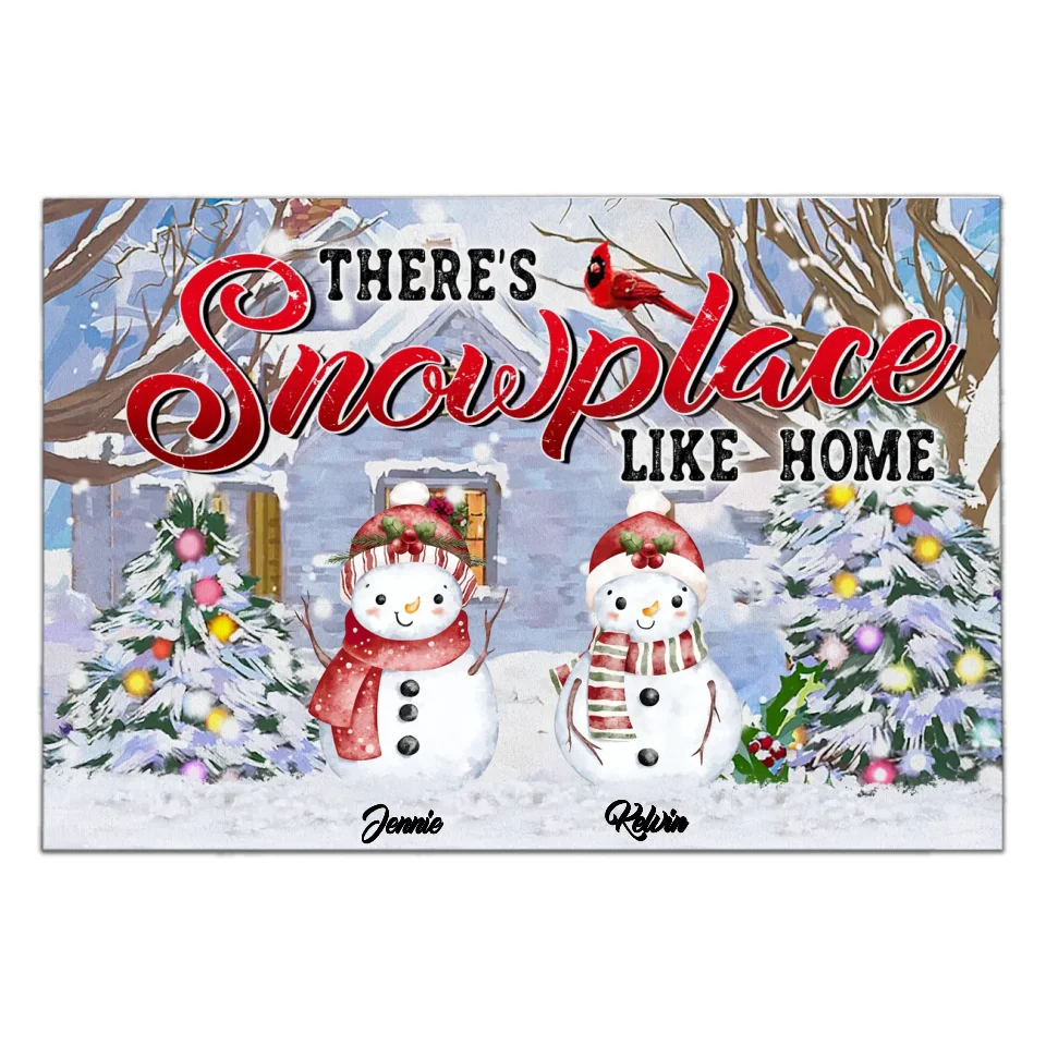 There&#39;s Snowplace Like Home - Personalized Doormat, Christmas Home Decor - DM266YV