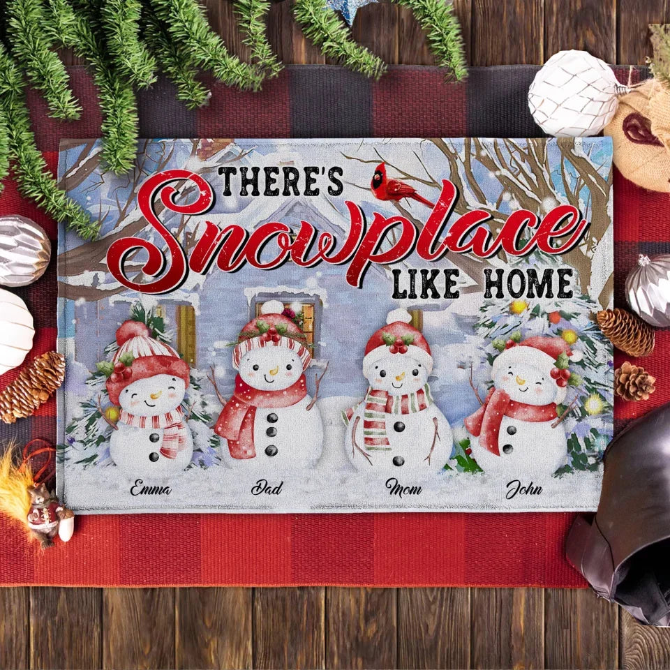 There's Snowplace Like Home - Personalized Doormat, Christmas Home Decor - DM266YV