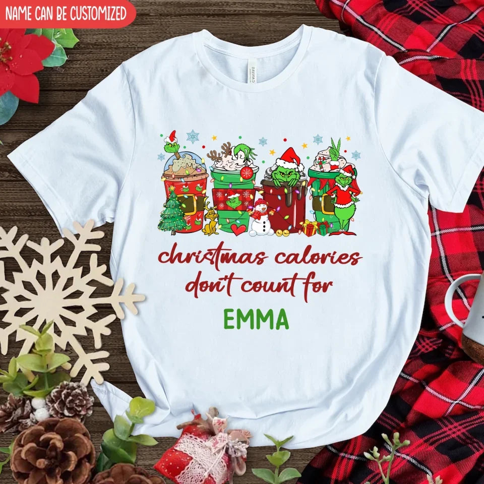 Christmas Calories Don't Count - Personalized T-Shirt, Funny Christmas Gift For Her. christmas shirt, christmas shirts, christmas tshirt,santa shirt, christmas outfit,valentines day shirt, valentines day shirts, valentines t-shirt,t-shirt, tee, personalized shirt,valentines day, valentines, valentines day gift, happy valentines day,t-shirt, tee, personalized shirt