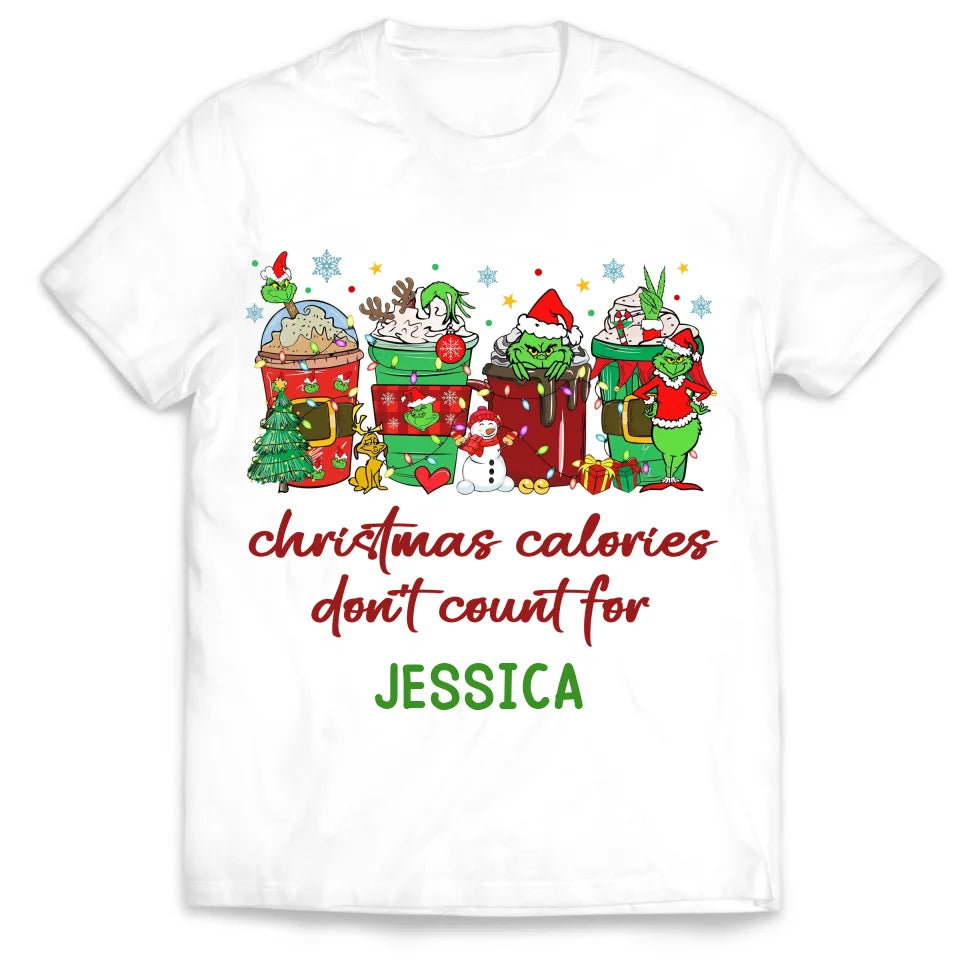 Christmas Calories Don&#39;t Count - Personalized T-Shirt, Funny Christmas Gift For Her - TS275YV