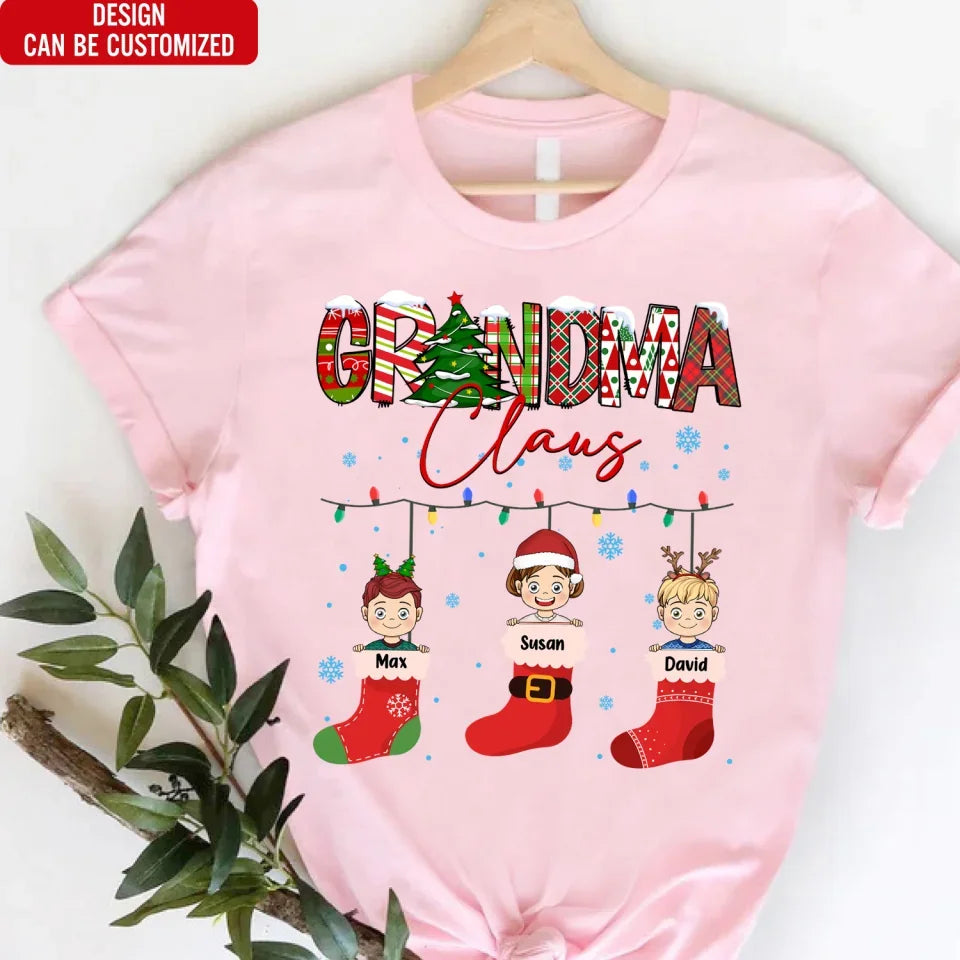 Nana Claus With Kids - Personalized T-Shirt, Christmas Gift For Grandma - TS395TL