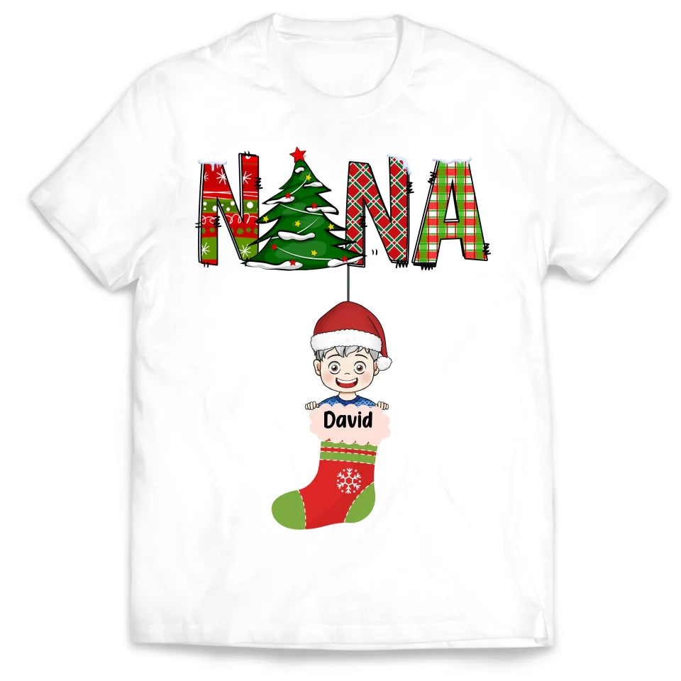 Nana Claus With Kids - Personalized T-Shirt, Christmas Gift For Grandma - TS395TL