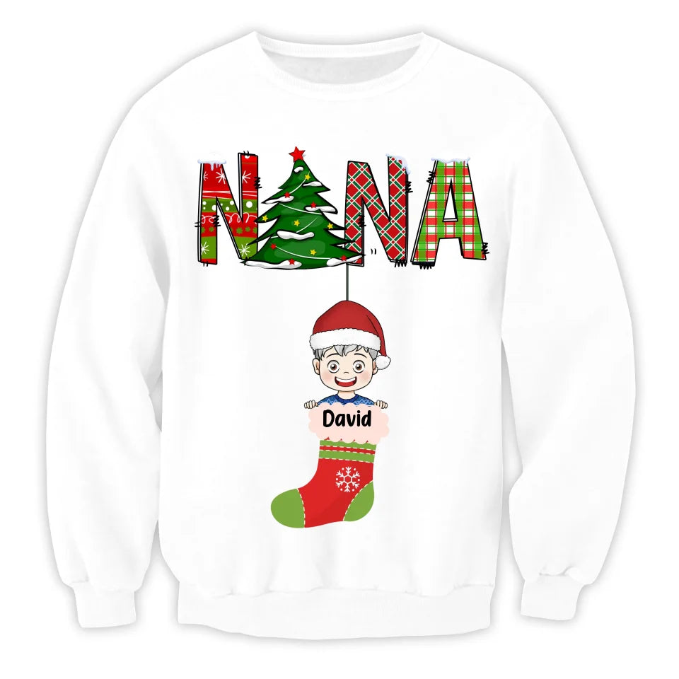 Nana Claus With Kids - Personalized T-Shirt, Christmas Gift For Grandma - TS395TL