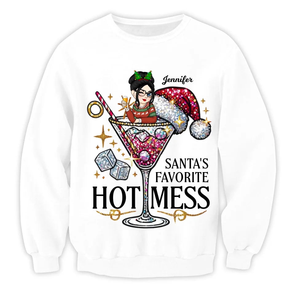 Santa's Favorite Hot Mess - Personalized T-Shirt, Christmas Gift for Her - TS281YV