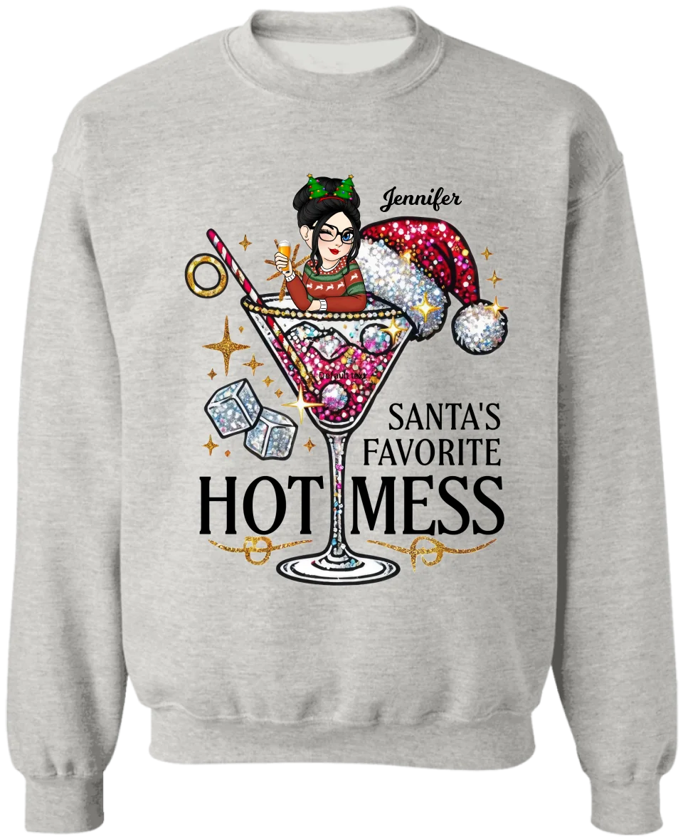 Santa's Favorite Hot Mess - Personalized T-Shirt, Christmas Gift for Her - TS281YV