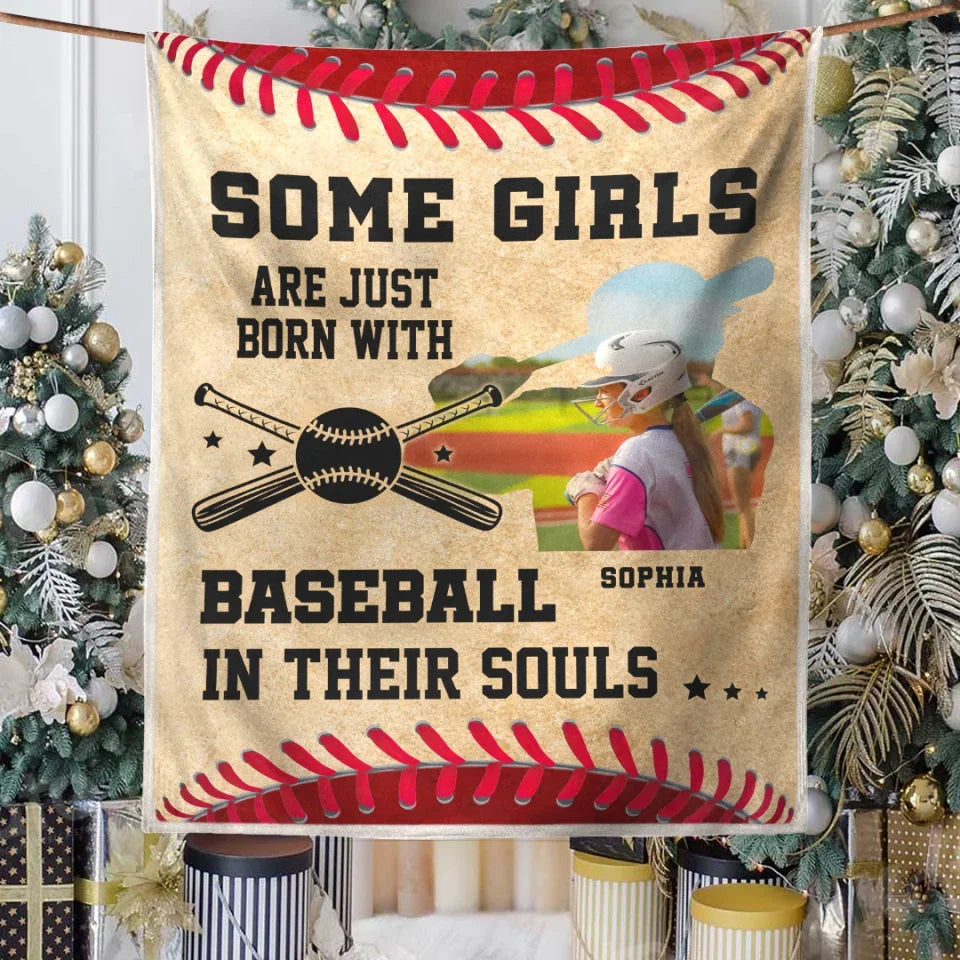 Some Boys Are Just Born With Baseball In Their Souls - Personalized Blanket, Baseball Gift 