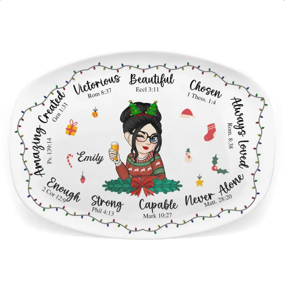 You Are Beautiful Victorious Affirmation - Personalized Platter, Christmas Gift for Her - PL310YV