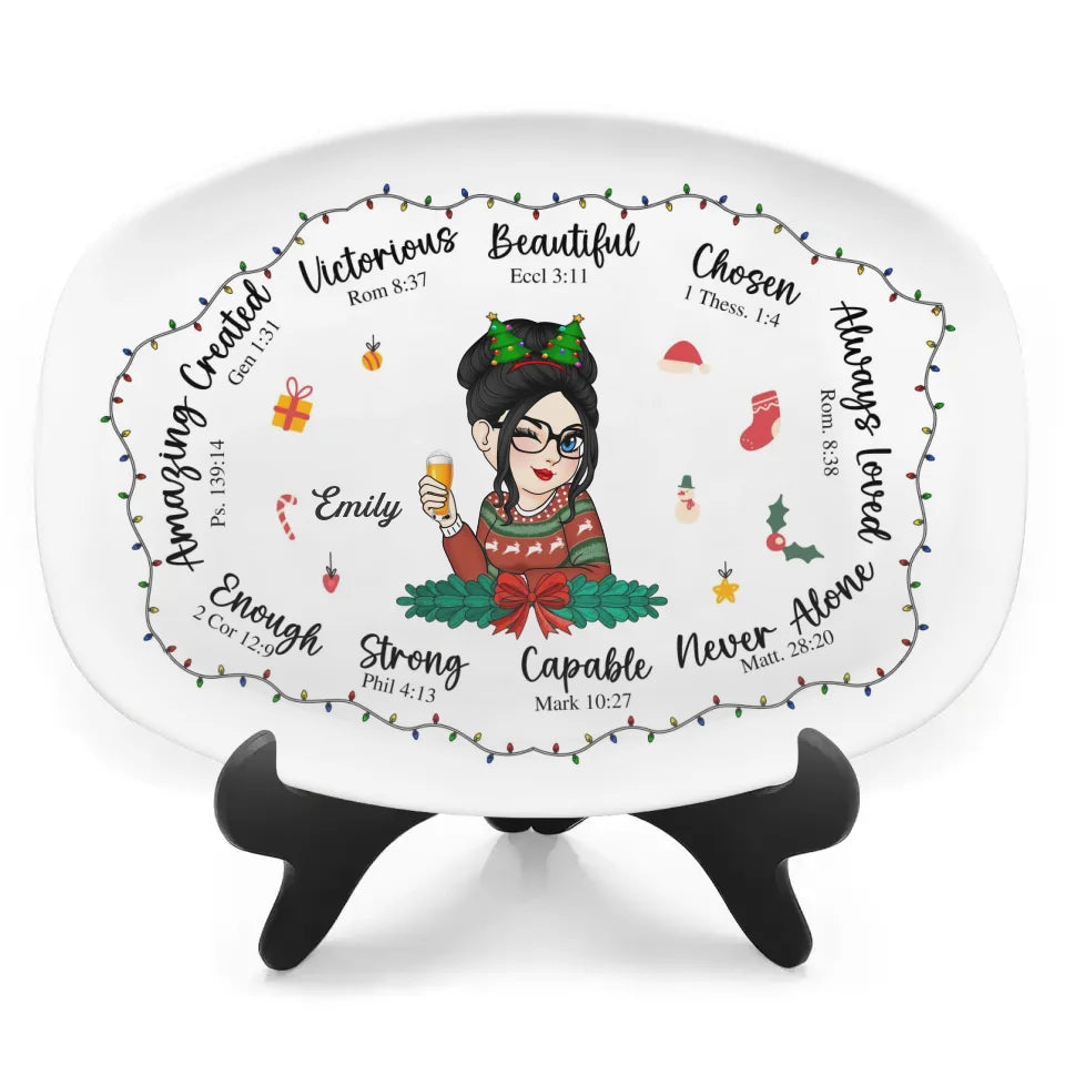 You Are Beautiful Victorious Affirmation - Personalized Platter, Christmas Gift for Her - PL310YV